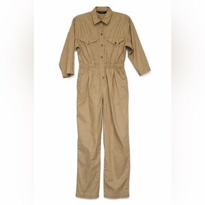 Ashleigh Morgan Sport Vintage Khaki Cotton Utility Jumpsuit Size L